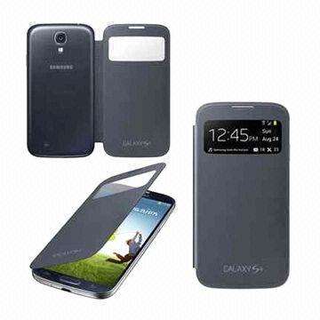 Galaxy S4 i9500 PU S-View Flip Case Cover: Black
