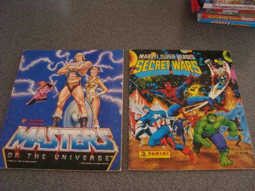 SUPER HEROES and MASTERS OF THE UNIVERSE sticker albums from1983 and 1986