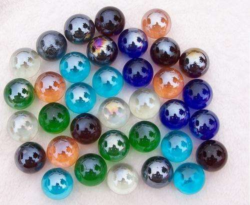 Small Glass Mother of Pearl Marbles (40 per packet) - Mixed colours