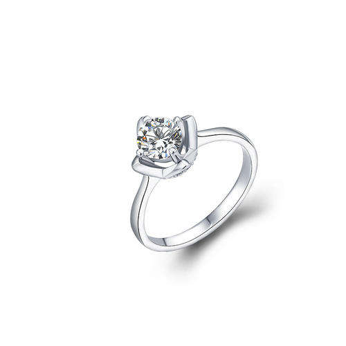 925 Sterling Silver Solitaire Engagement Ring with Swarovski Zirconia