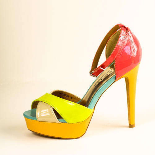 Perfect pick me up !Patent Sling Back Stilettos in Rainbow Colours- Last pair left Size 4