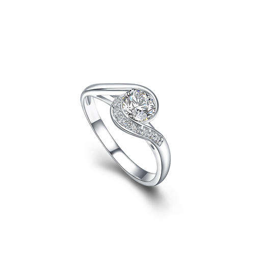 925 Sterling Silver Swirl Ring with Swarovski Zirconia
