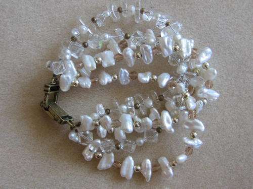Freshwater pearl multi-string wedding bracelet