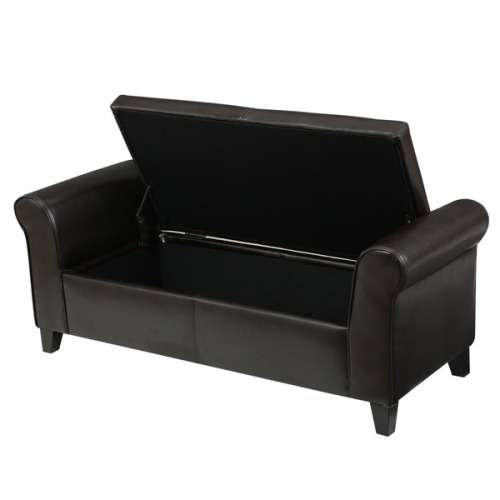 Torino  Leather Armed Storage Ottoman - Bench