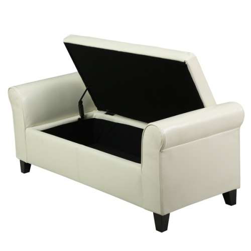 Torino  Leather Armed Storage Ottoman - Bench