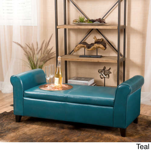 Torino  Leather Armed Storage Ottoman - Bench