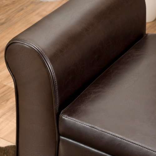 Torino  Leather Armed Storage Ottoman - Bench