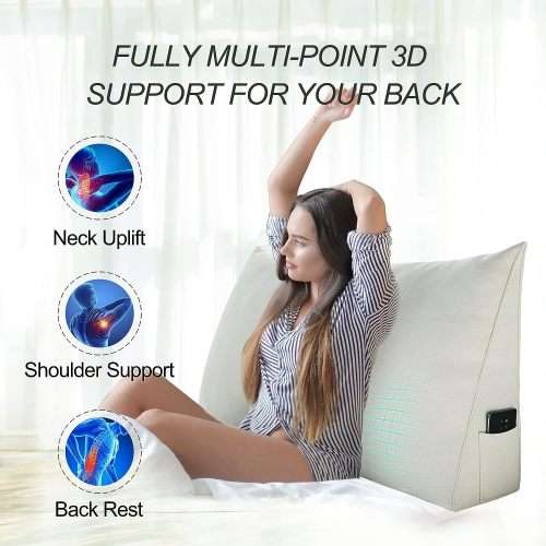 Johnear Large Wedge Pillow Triangular Corduroy Headboard Backrest Support Cushion for Sofa Bed Bolst