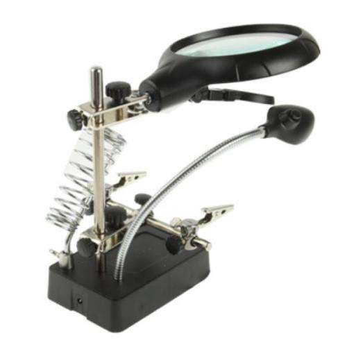5 LED Auxiliary Clip Magnifier AC/DC Interchangeable with Soldering Stand & Two Magnifier