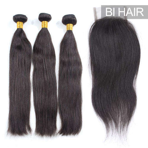 Peruvian Hair Straight hair extension  20 &18 &16 inch and closure 12 inch ,total 4pcs