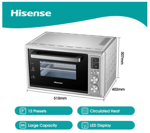 HISENSE 28L 4-IN-1 AIRFRY TOASTER OVEN -STAINLESS STEEL (Excellent Condition)