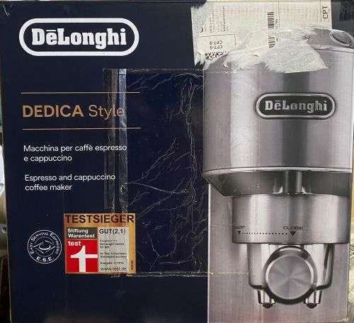 DeLonghi Dedica Style Pump Espresso Coffee Machine - Black (NEW OPEN-BOX ITEM)