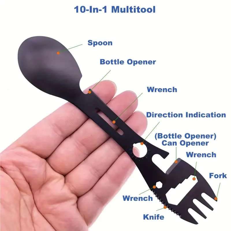10-In-1 Stainless Steel Tactical Spork 2x Pack