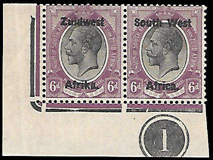 1923 Kings Heads (Type III, Bold Overprint), 6d Black & Violet