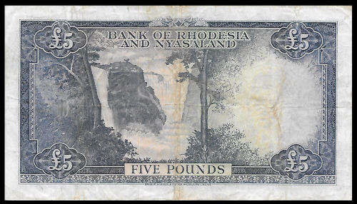 VERY RARE !!! Rhodesia and Nyasaland FIVE POUND