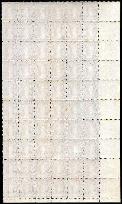 1895 NATAL 1/2d on 6d Left Marginal Block of 60, with Listed Varieties