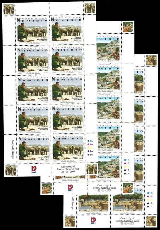 2007 Etosha, set 3 Values in FULL SHEETS, Scarce, SACC 552/554