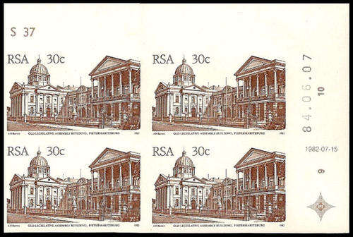 1982 4th Definitive,30c value, Imperf top right corner Control block of 4, Rare!!!