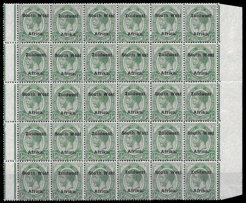1924/6 K.G.V Half Penny (Type VI), Block of 30, CV R 1,950.00+ SACC 40