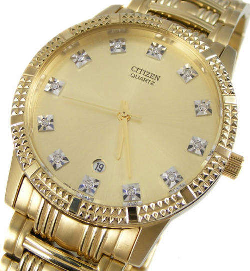 CITIZEN Gold Toned Genuine Diamond Marker Gents Quartz With Date