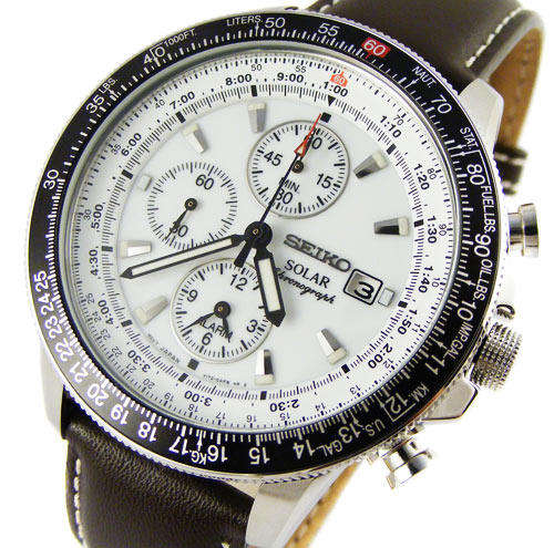 SEIKO SOLAR Aviator's Flightmaster Slide Rule Alarm Chronograph -No Batteries Ever - 6 Month Reserve
