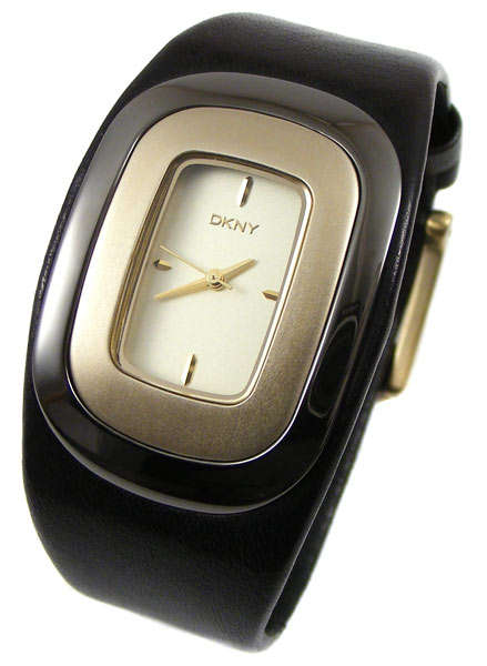 Donna Karan New York Gold Toned Leather Bracelet Quartz - DKNY