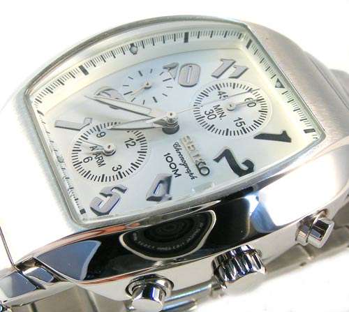 SEIKO Dazzling White & s/s Tounneau Alarm Chrono!