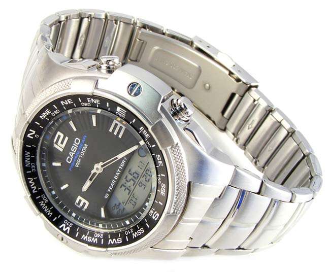 CASIO FISHING GEAR MOON PHASE FISH TIMER s/s CHRONOGRAPH