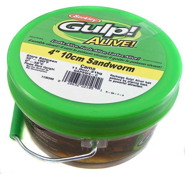 BERKLEY GULP ALIVE! Dropshot Scented 4" Camo Sandworm!