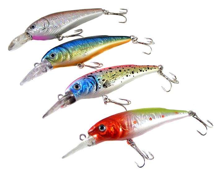 Lot of 4 Holographic Rattling Lures for Bass etc!!