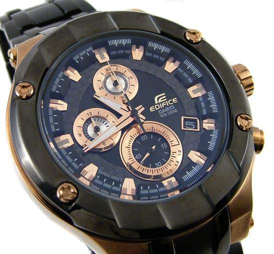 CASIO EDIFICE Gold Label RoseGold Sapphire Black IP Chronograph  *R5999*