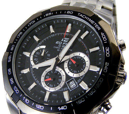 CASIO EDIFICE Silver Ion Plated Tachymeter 100m s/s Chronograph
