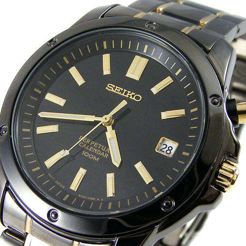 SEIKO Black Titanium Carbide Nitride 100m Perpetual Calendar Quartz!