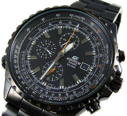 CASIO EDIFICE IP Black Aviator SlideRule Pilot's Chronograph!