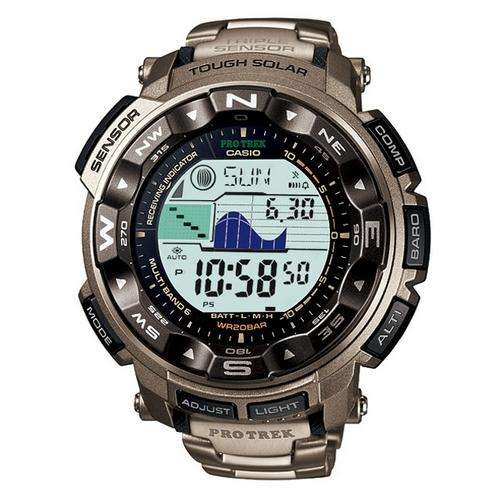 Brand New Titanium Casio Protrek 3 Sensor Tough Solar! Compass, Alti, Temp, Baro etc.
