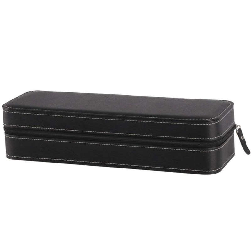 Watch/ Jewellery Storage, Organizer - Black Leatherette Case - 6 Slots