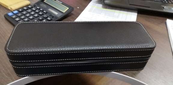 Watch/ Jewellery Storage, Organizer - Black Leatherette Case - 6 Slots