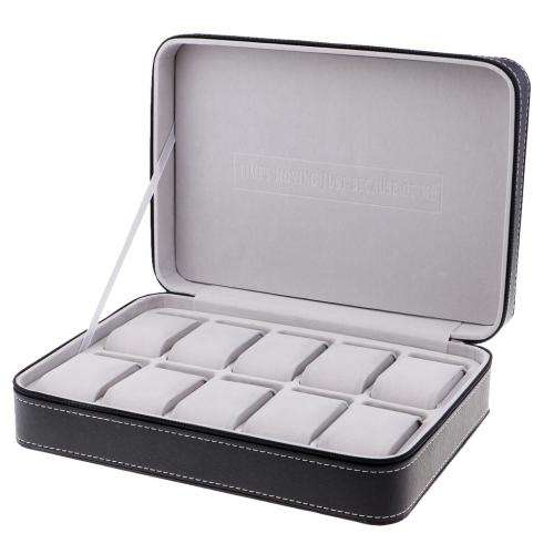 Watch/ Jewellery Storage, Organizer - Black Leatherette Case - 12 Slots
