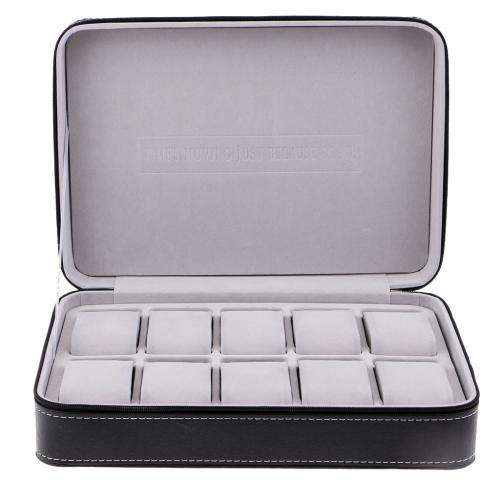 Watch/ Jewellery Storage, Organizer - Black Leatherette Case - 12 Slots