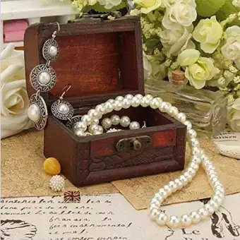 3Pcs Vintage Style Treasure Chest, Wooden Jewellery Box, Storage Gift Case, Quality - (S,M,L)