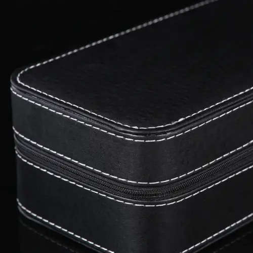 Watch/ Jewellery Storage, Organizer - Black Leatherette Case - 6 Slots