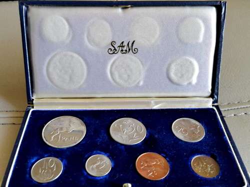 South Africa Mint 1965 UNC / PROOF SET Silver one rand coin