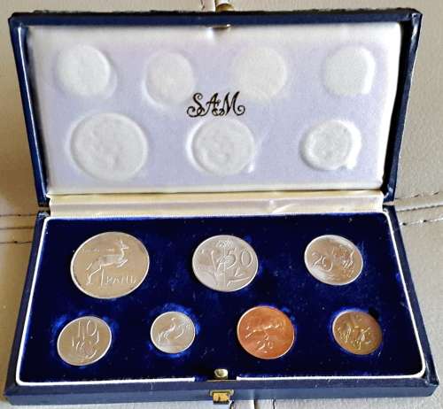 South Africa Mint 1965 UNC / PROOF SET Silver one rand coin