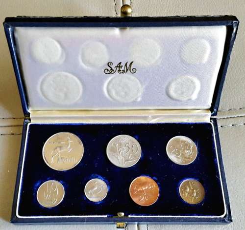 South Africa Mint 1965 UNC / PROOF SET Silver one rand coin
