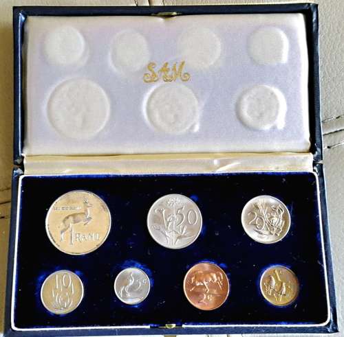 South Africa Mint 1965 UNC / PROOF SET Silver one rand coin