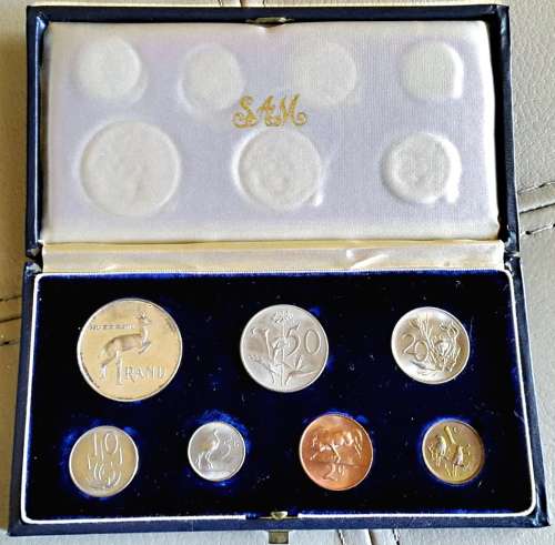 South Africa Mint 1965 UNC / PROOF SET Silver one rand coin