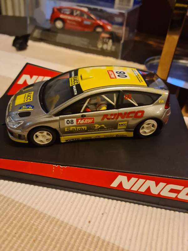 Ninco Yelow and Silver Citroen C4 Racing Slot Car(WORKS ON SCALEXTRIC)