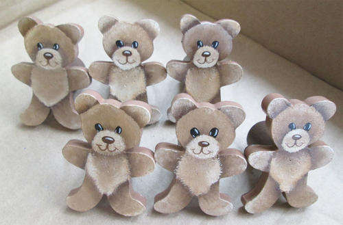 Set of 6 - Hand Painted - Teddy Drawer Knobs