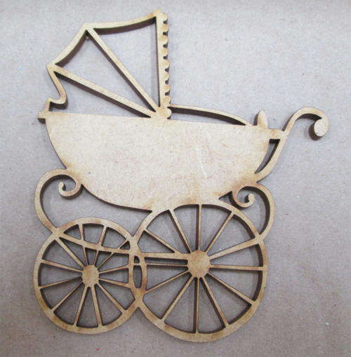 Wood blank laser cutout  - Vintage Pram