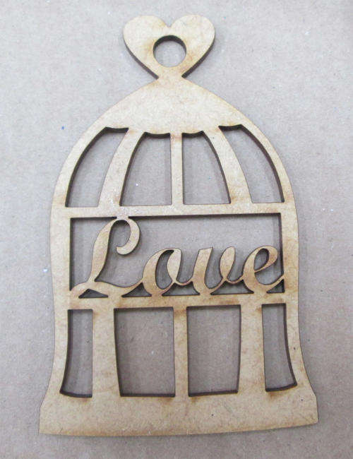 The Velvet Attic - Wood blank laser cutout  - Birdcage with Love